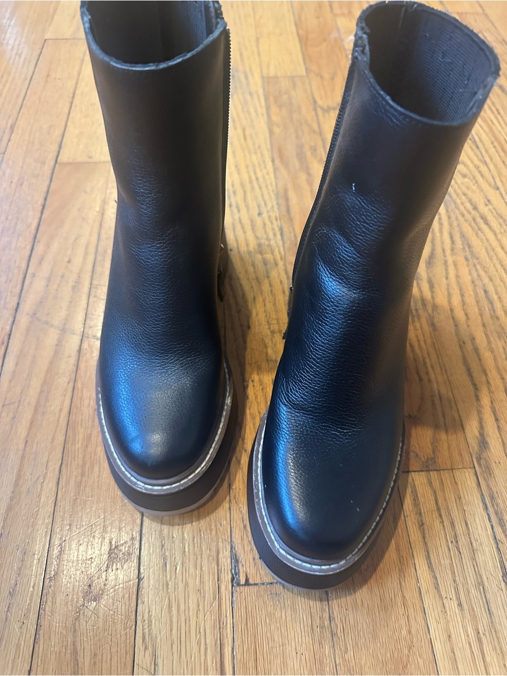 Dolce Vita Black Leather Platform Chelsea Booties
